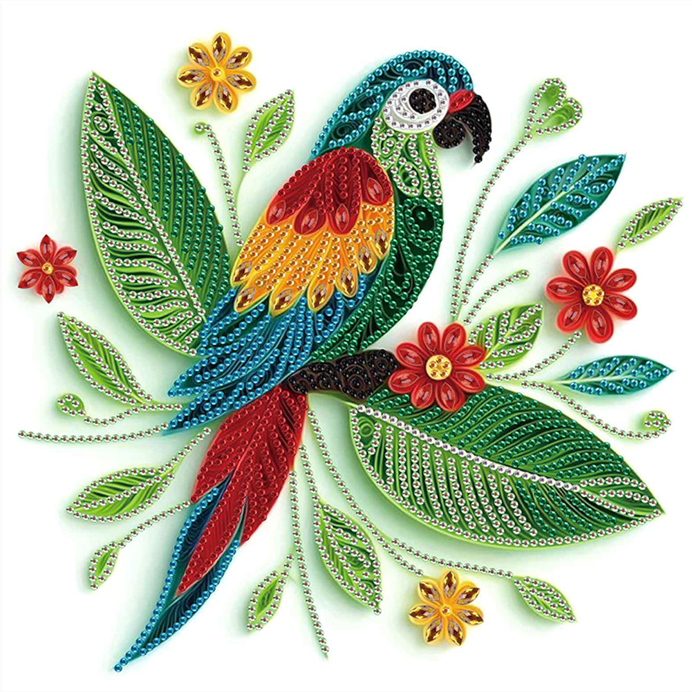 Diamond Painting - Partial Special Shaped - Paper Quilling Parrot (30*30CM)
