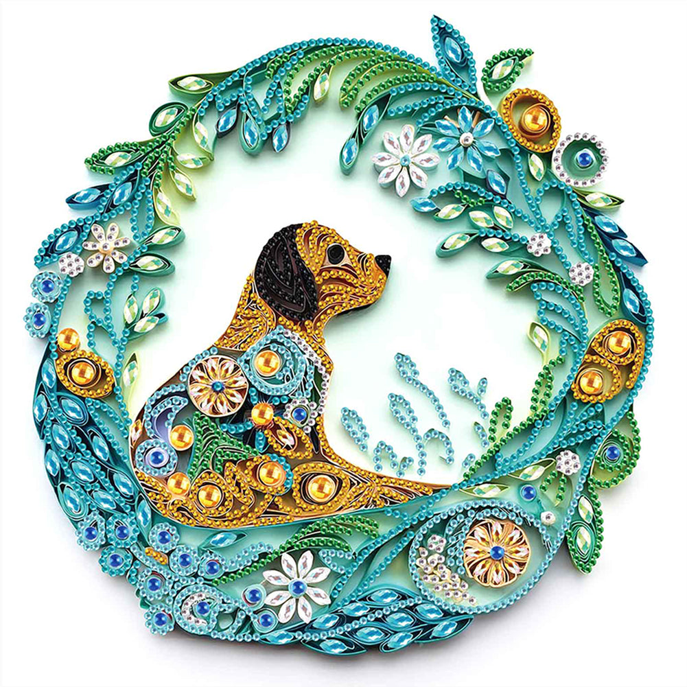 Diamond Painting - Partial Special Shaped - Paper Quilling Puppy (30*30CM)