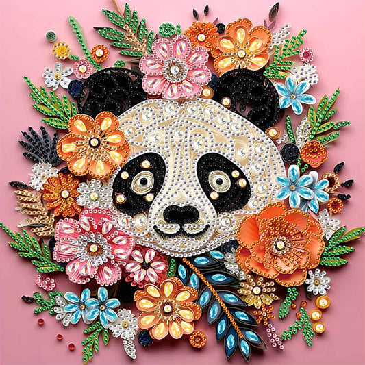 Diamond Painting - Partial Special Shaped - Quilling Pandas (30*30CM)
