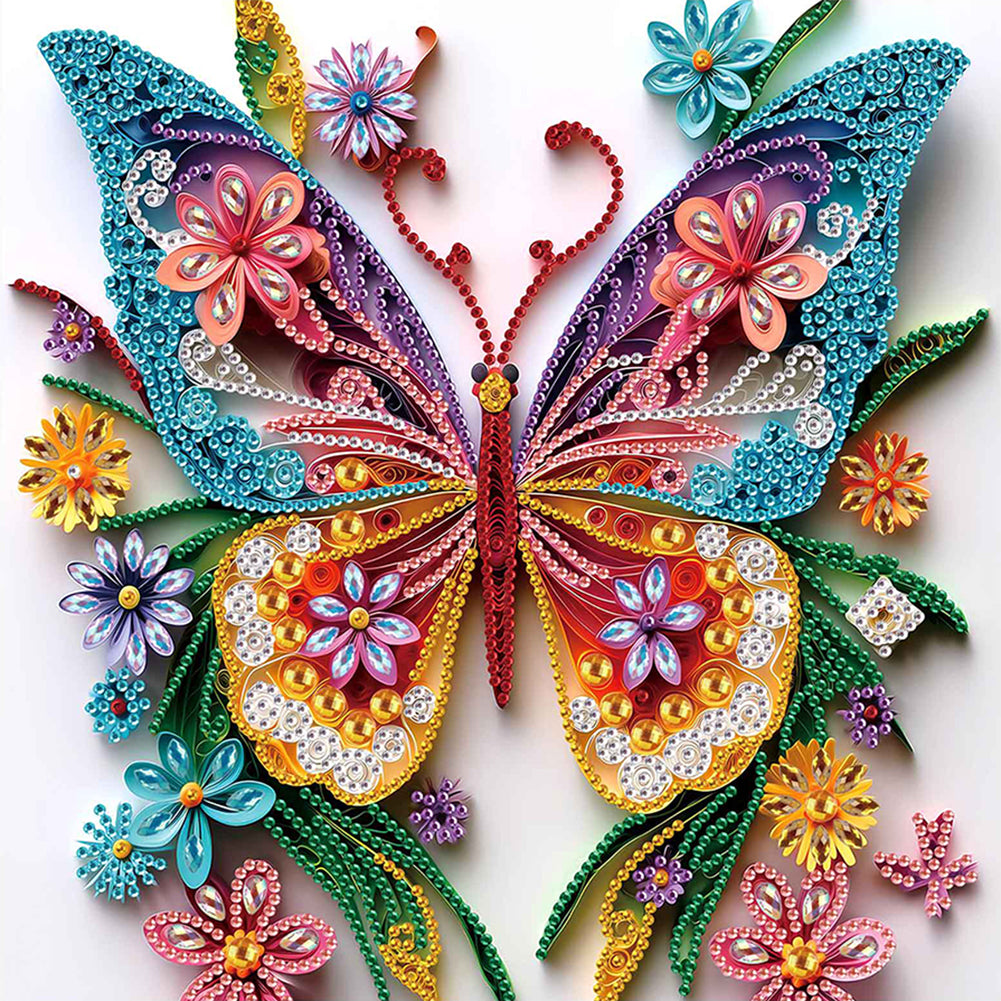 Diamond Painting - Partial Special Shaped - Paper Quilling Butterfly (30*30CM)