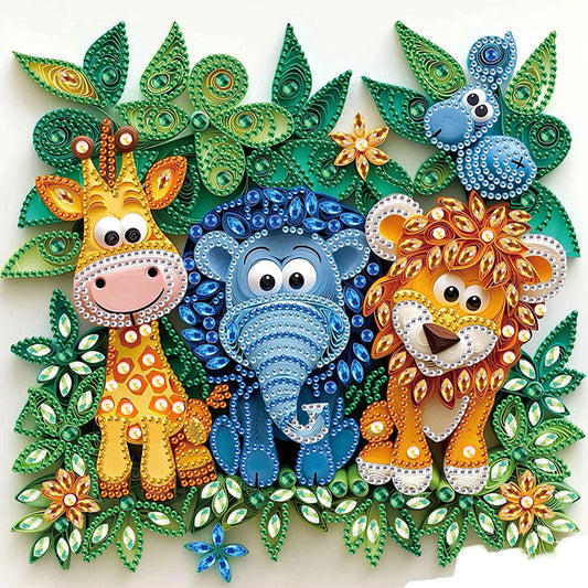 Diamond Painting - Partial Special Shaped - Quilling Lions (30*30CM)
