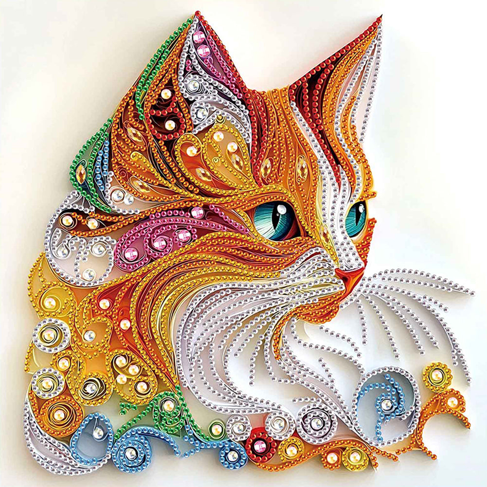 Diamond Painting - Partial Special Shaped - Quilling Cats (30*30CM)