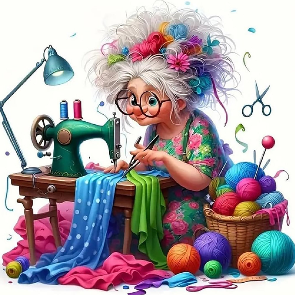 Diamond Painting - Full Round - Sewing Grandmas (40*40CM)