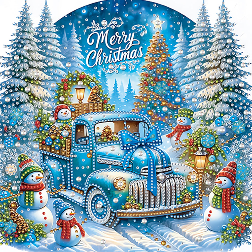 Diamond Painting - Partial Special Shaped - Christmas Car (30*30CM)