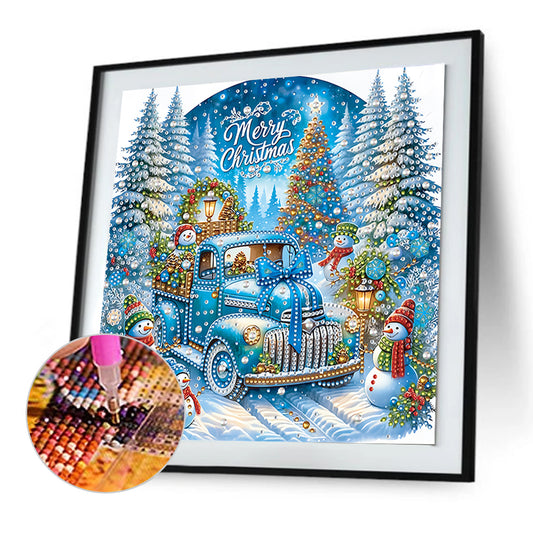 Diamond Painting - Partial Special Shaped - Christmas Car (30*30CM)