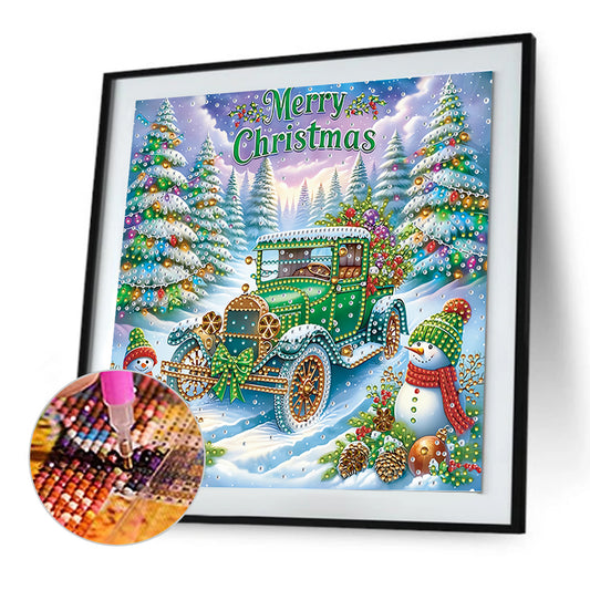 Diamond Painting - Partial Special Shaped - Christmas Car (30*30CM)