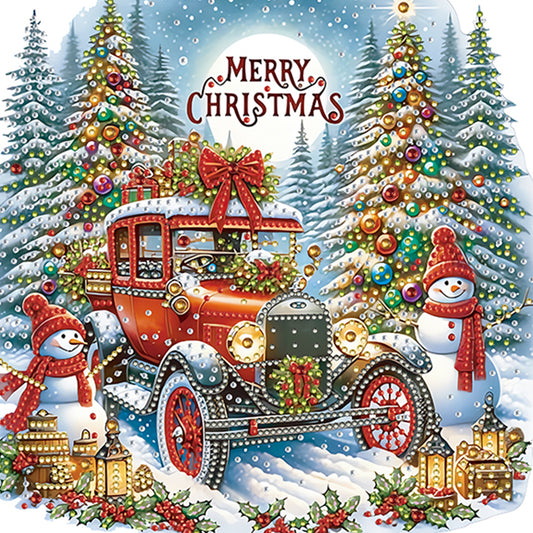 Diamond Painting - Partial Special Shaped - Christmas Car (30*30CM)