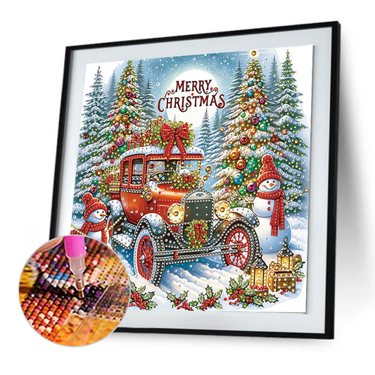 Diamond Painting - Partial Special Shaped - Christmas Car (30*30CM)