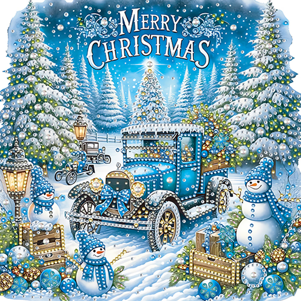Diamond Painting - Partial Special Shaped - Christmas Car (30*30CM)