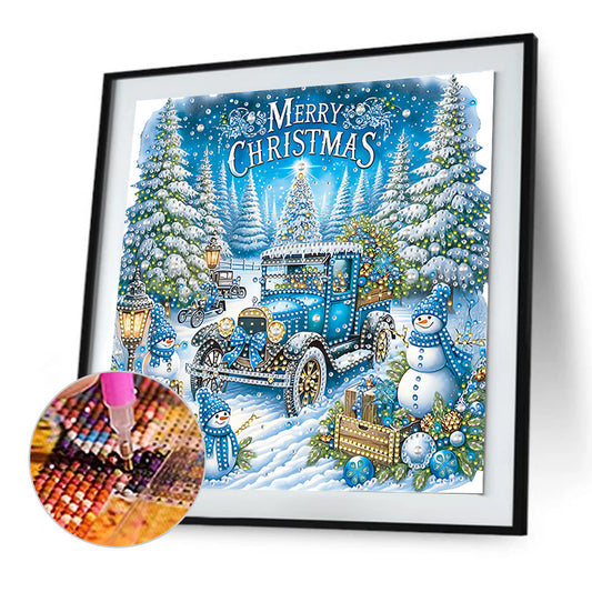 Diamond Painting - Partial Special Shaped - Christmas Car (30*30CM)