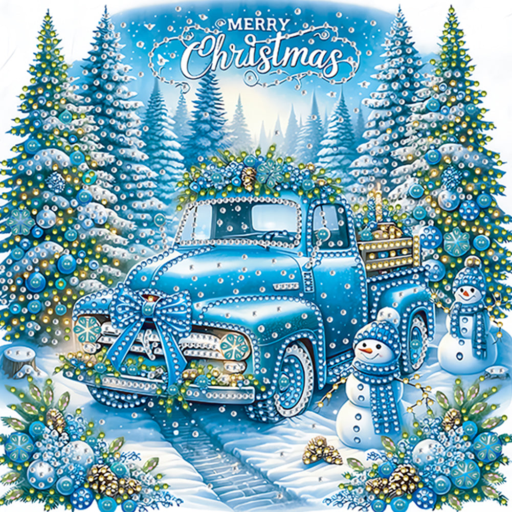 Diamond Painting - Partial Special Shaped - Christmas Car (30*30CM)