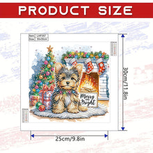Load image into Gallery viewer, Diamond Painting - Partial Special Shaped - Christmas Yorkshire Terrier (30*30CM)
