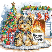 Load image into Gallery viewer, Diamond Painting - Partial Special Shaped - Christmas Yorkshire Terrier (30*30CM)
