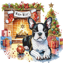 Load image into Gallery viewer, Diamond Painting - Partial Special Shaped - Christmas French Bulldog (30*30CM)
