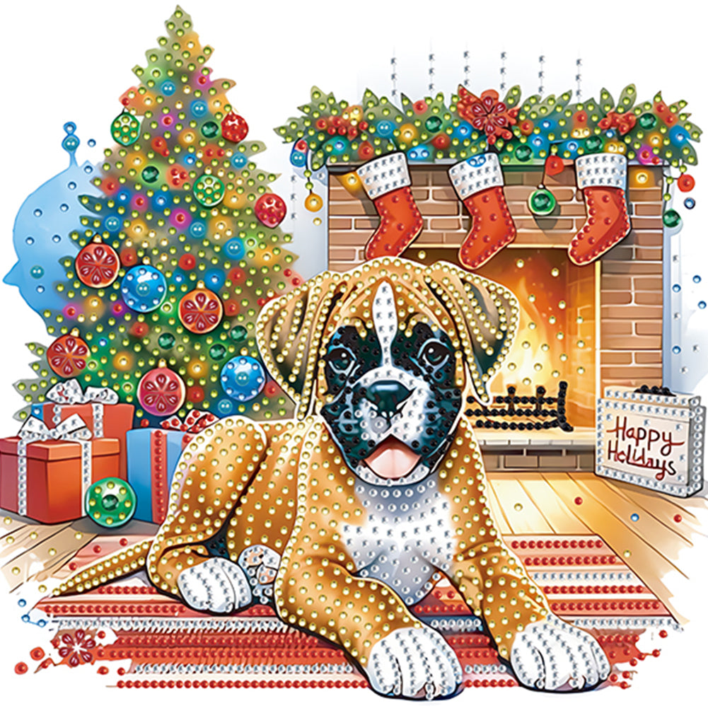 Diamond Painting - Partial Special Shaped - Christmas German Shepherd (30*30CM)