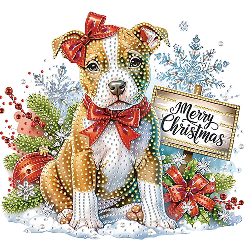 Diamond Painting - Partial Special Shaped - Christmas Dog (30*30CM)