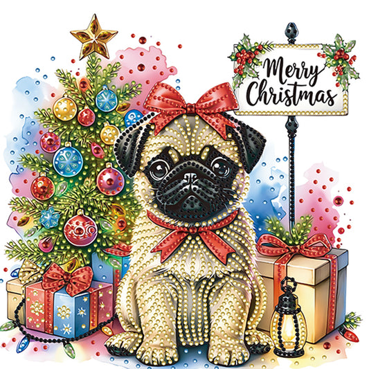 Diamond Painting - Partial Special Shaped - Christmas Pug (30*30CM)