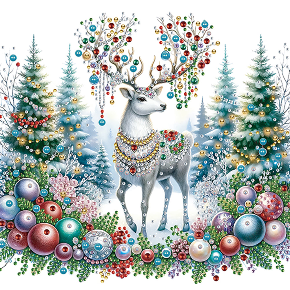 Diamond Painting - Partial Special Shaped - Christmas Elk (30*30CM)