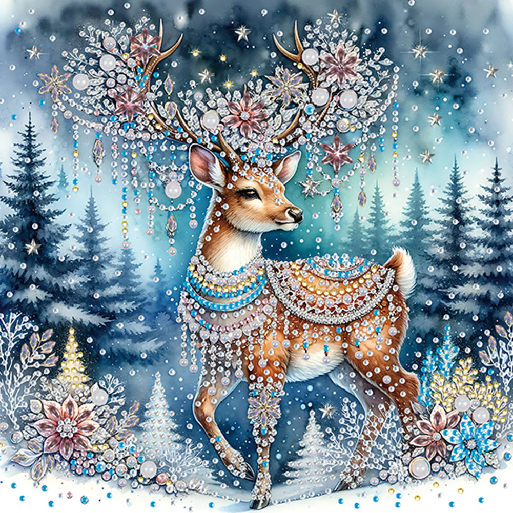Diamond Painting - Partial Special Shaped - Christmas Elk (30*30CM)