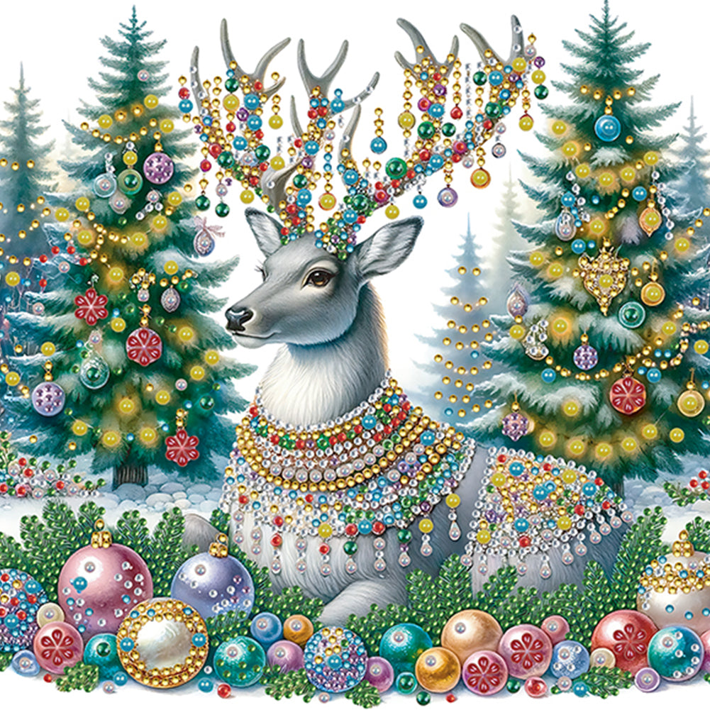 Diamond Painting - Partial Special Shaped - Christmas Elk (30*30CM)