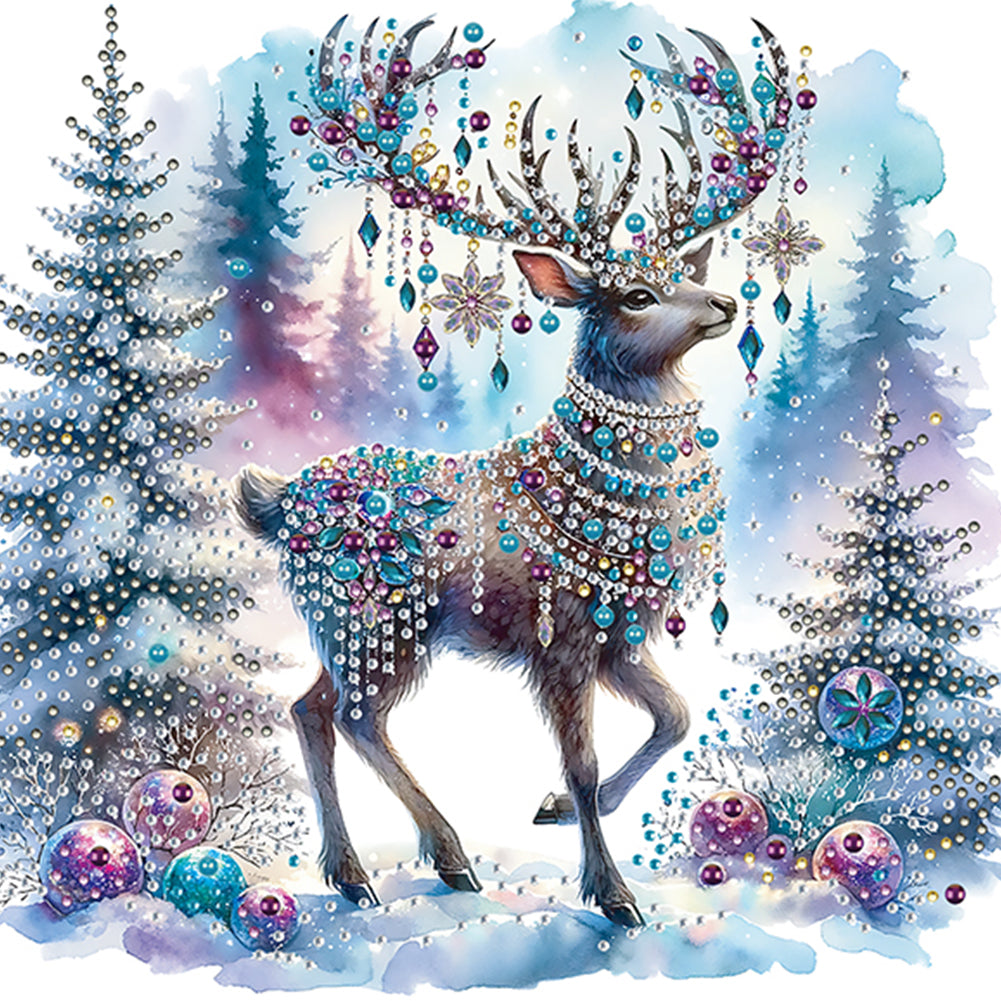Diamond Painting - Partial Special Shaped - Christmas Elk (30*30CM)