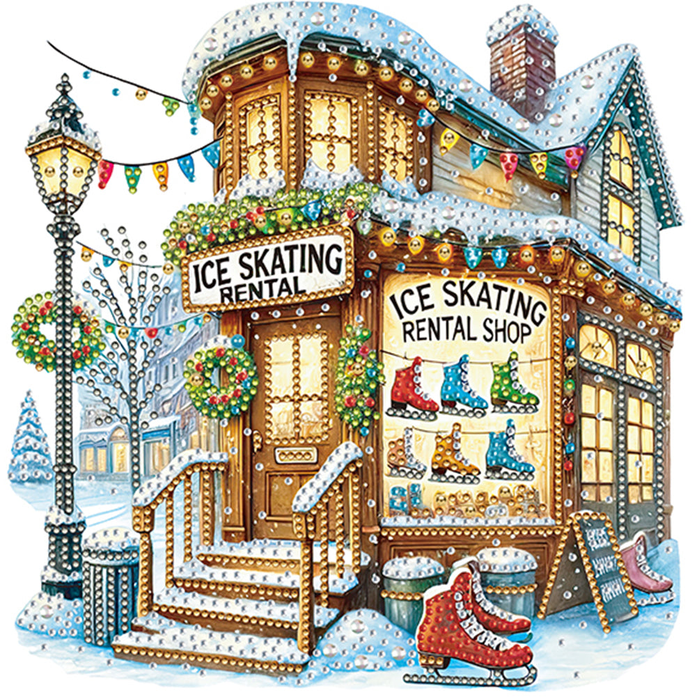 Diamond Painting - Partial Special Shaped - Christmas Cottages (30*30CM)