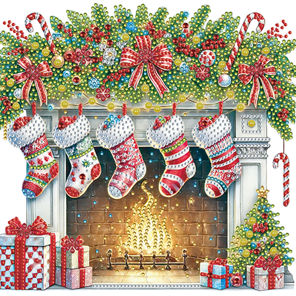 Diamond Painting - Partial Special Shaped - Christmas Fireplaces (30*30CM)