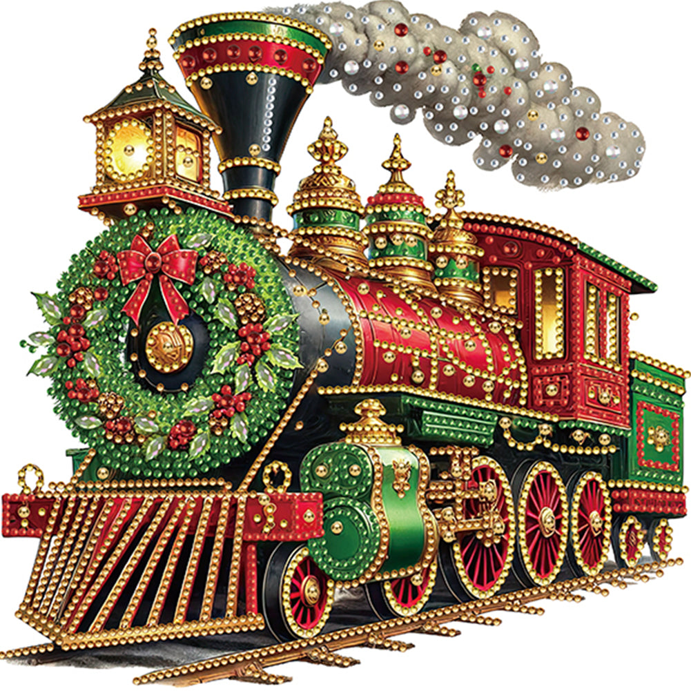 Diamond Painting - Partial Special Shaped - Christmas Trains (30*30CM)