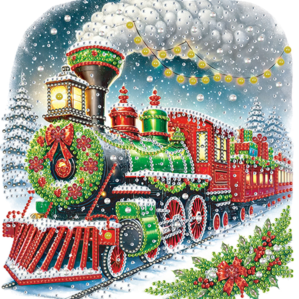 Diamond Painting - Partial Special Shaped - Christmas Trains (30*30CM)