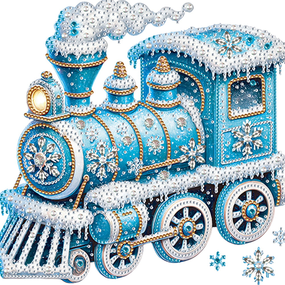 Diamond Painting - Partial Special Shaped - Christmas Ice And Snow Trains (30*30CM)