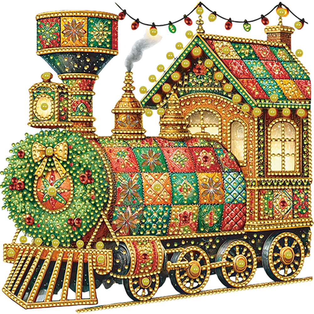Diamond Painting - Partial Special Shaped - Christmas Style Trains (30*30CM)