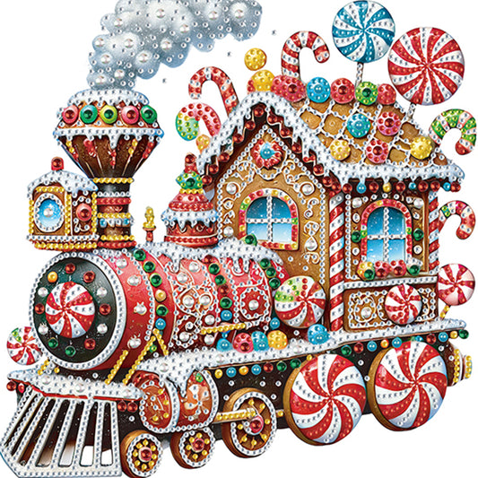 Diamond Painting - Partial Special Shaped - Christmas Candy Trains (30*30CM)