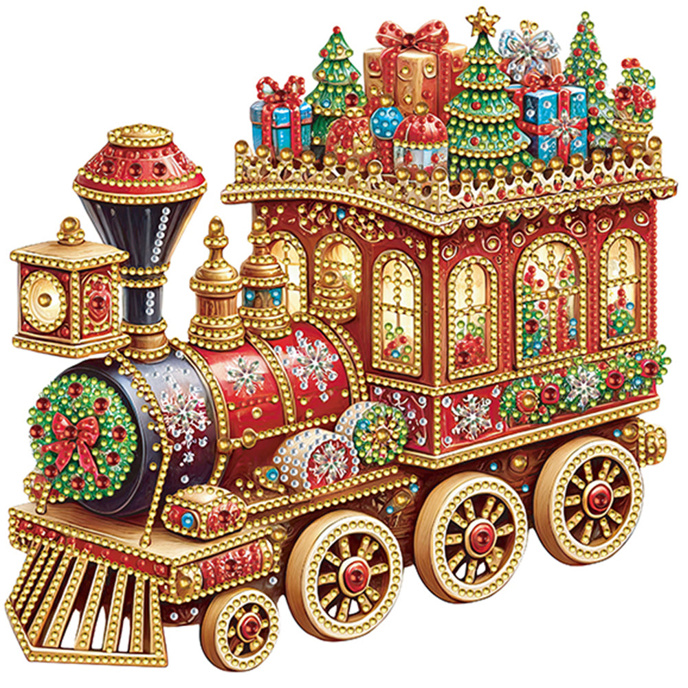 Diamond Painting - Partial Special Shaped - Christmas Gift Trains (30*30CM)