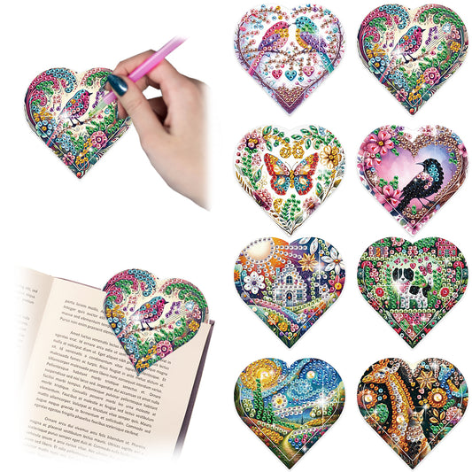 8 pcs Butterfly Bird Diamond Painting Bookmarks Diamond Art Book Corner Kit
