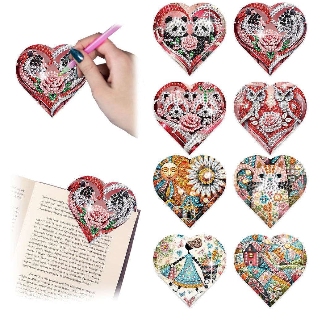 8 pcs Animal Diamond Painting Bookmarks Diamond Art Book Corner Kit Gifts