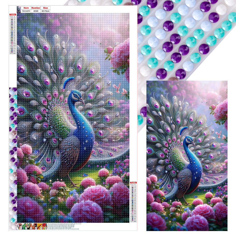 Diamond Painting - Full Round - Peacocks And Flowers (40*70CM)