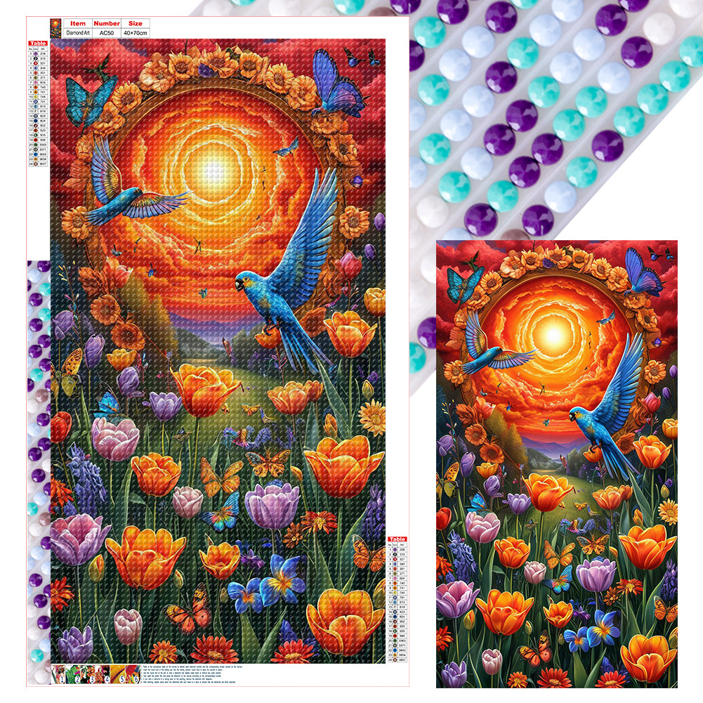 Diamond Painting - Full Round - Flowers And Birds (40*70CM)