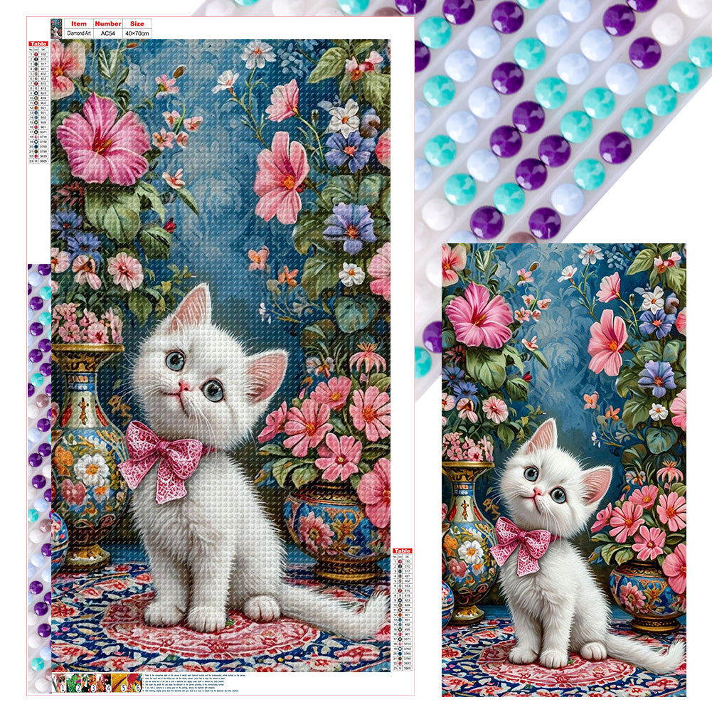 Diamond Painting - Full Round - Cat And Flowers (40*70CM)