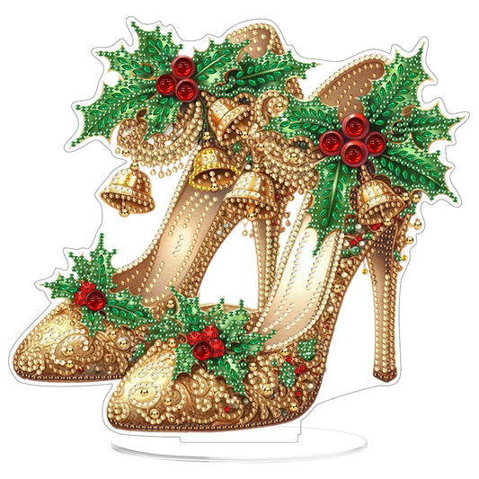 2D Flat Xmas High Heels DIY Acrylic Desktop Diamond Art Kits for Adults Beginner Christmas