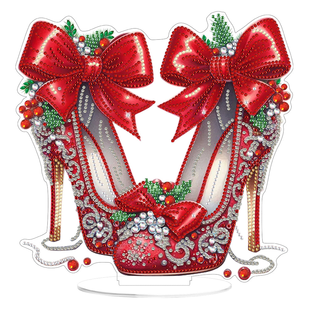 2D Flat Xmas High Heels DIY Acrylic Desktop Diamond Art Kits for Adults Beginner Christmas