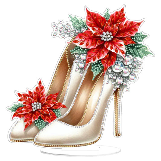 2D Flat Xmas High Heels DIY Acrylic Desktop Diamond Art Kits for Adults Beginner Christmas