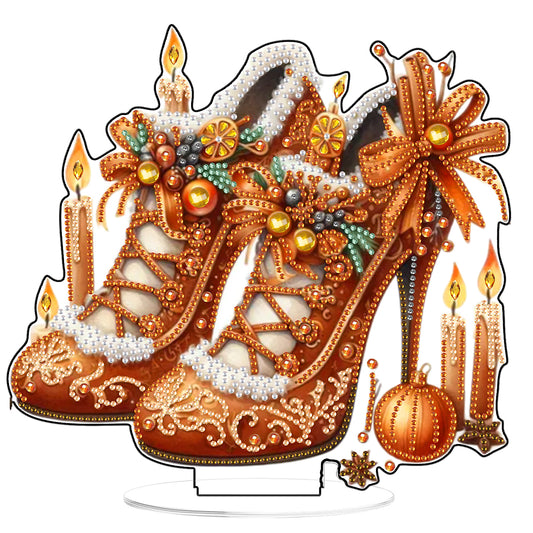 2D Flat Xmas High Heels DIY Acrylic Desktop Diamond Art Kits for Adults Beginner Christmas