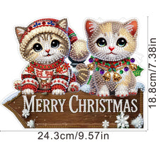 Load image into Gallery viewer, Welcome Home Christmas Cat Patterns Wood DIY Diamond Painting Art Hanging Hook
