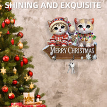 Load image into Gallery viewer, Welcome Home Christmas Cat Patterns Wood DIY Diamond Painting Art Hanging Hook

