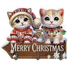 Load image into Gallery viewer, Welcome Home Christmas Cat Patterns Wood DIY Diamond Painting Art Hanging Hook
