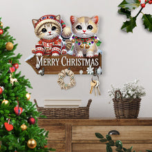 Load image into Gallery viewer, Welcome Home Christmas Cat Patterns Wood DIY Diamond Painting Art Hanging Hook
