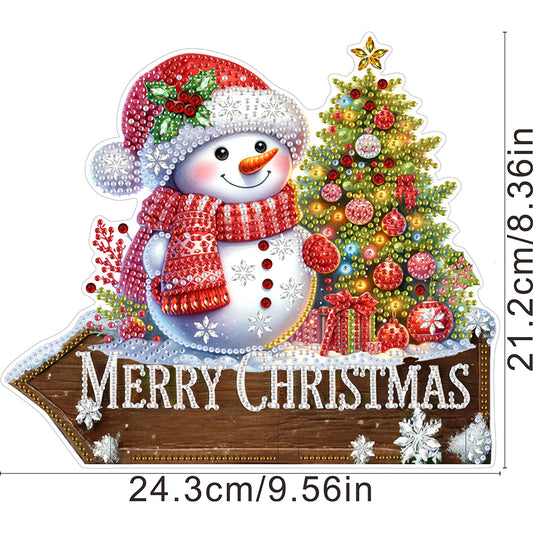 Welcome Home Christmas Snowman Patterns Wood DIY Diamond Painting Hanging Hook