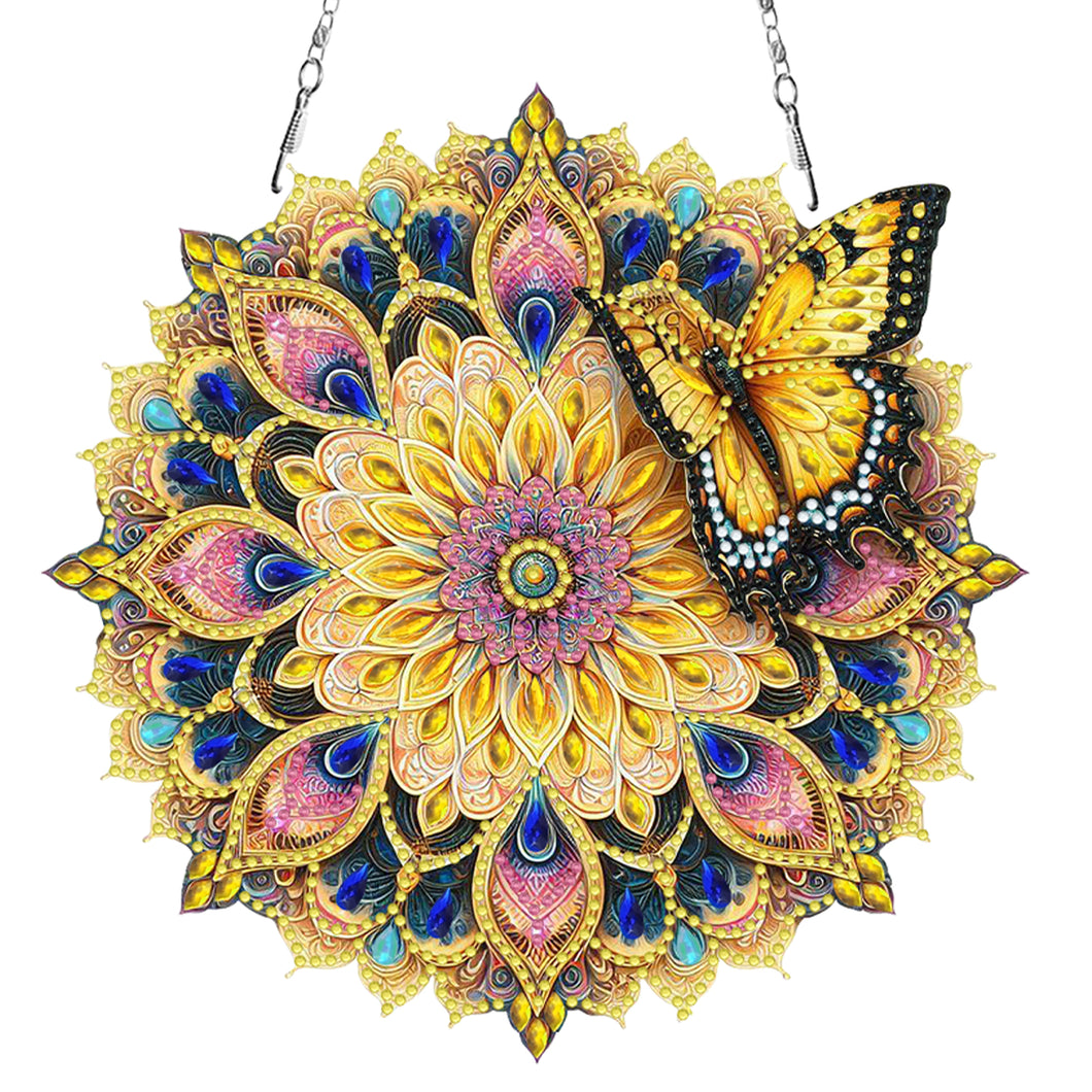 Butterfly Mandala 2D Flat DIY Diamond Art Pendant Wall Decor for Home & Windows