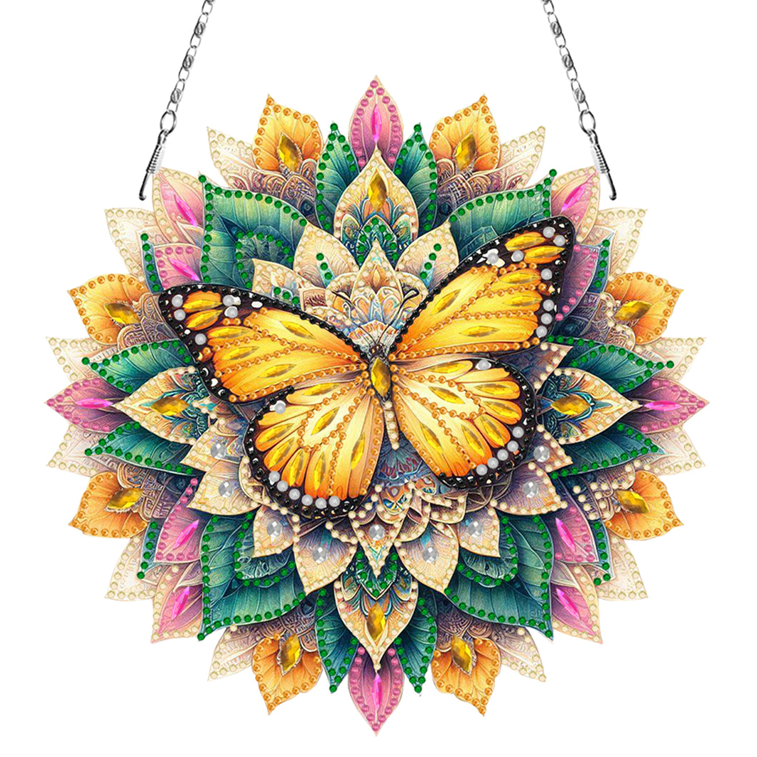 Butterfly Mandala 2D Flat DIY Diamond Art Pendant Wall Decor for Home & Windows