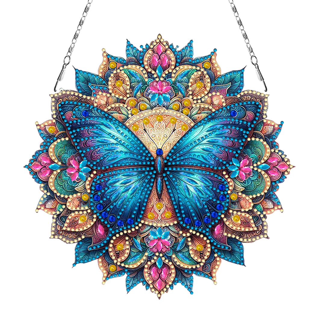 Butterfly Mandala 2D Flat DIY Diamond Art Pendant Wall Decor for Home & Windows